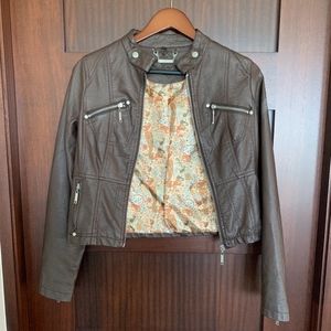 Jou Jou Brown Faux Leather Jacket